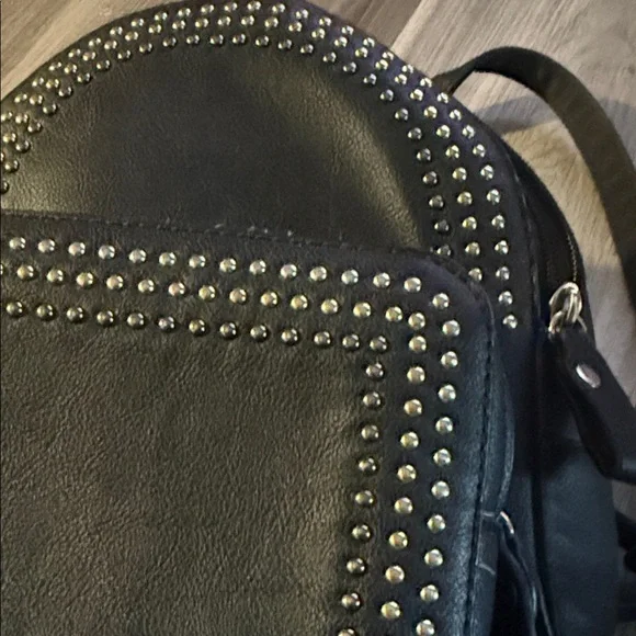 Black Mini Backpack with Gold Stud Detailing - Picture 5 of 5